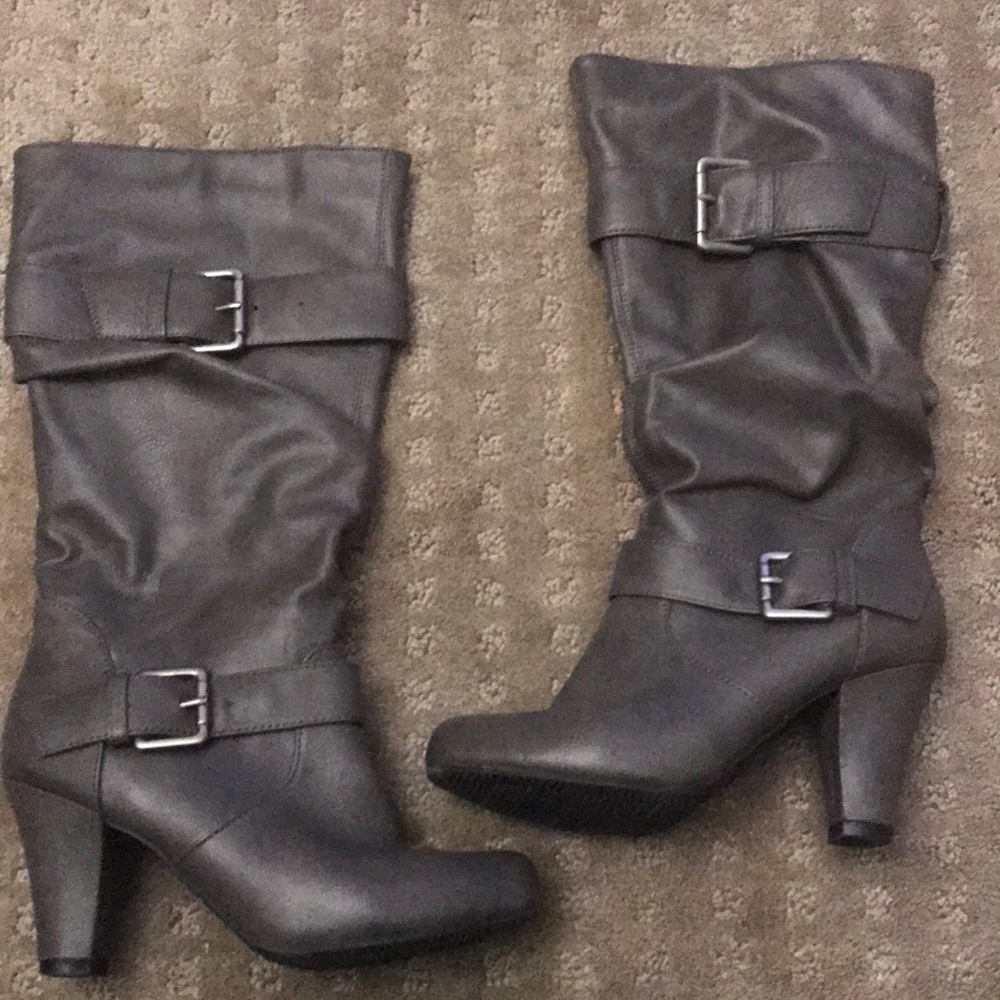 Target brand grey heeled boots